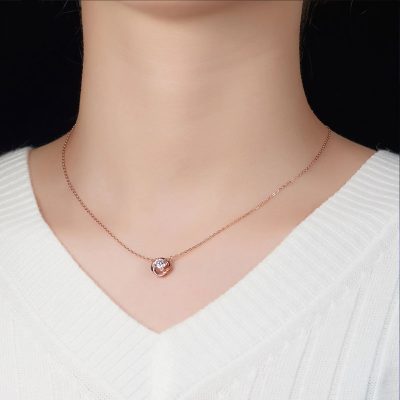 0.5ct 18K Rose Gold Plated Moissanite Pendant