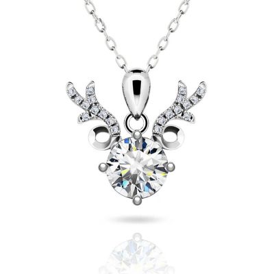 2.0ct 18K White Gold Plated Moissanite Pendant