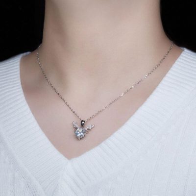 2.0ct 18K White Gold Plated Moissanite Pendant