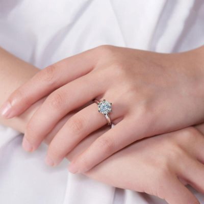 2.0ct Round Moissanite Engagement Ring
