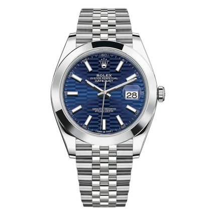 Rolex Datejust 126300 blue motif dial stainless steel Jubilee bracelet