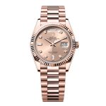 Rolex Day-Date 36mm Everose Gold Fluted Bezel Dial President Bracelet 128235-0009