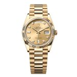 Rolex Day-Date 36mm Yellow Gold Fluted Bezel Champagne Dial President Bracelet 128238-0008