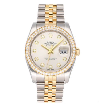 Rolex Datejust 116243 36mm two tone yellow gold diamond bezel pearl dial Jubilee bracelet