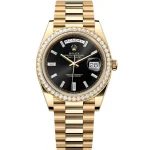Rolex Day-Date 40mm 228348rbr-0001 Yelloe gold bright black diamond dial president bracelet