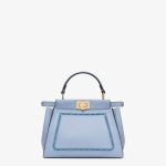 Fendi Mini Light Blue Leather Bag With Embroidery
