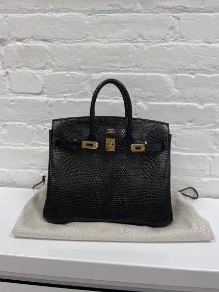 Hermes Birkin 25cm Black Lizard GHW